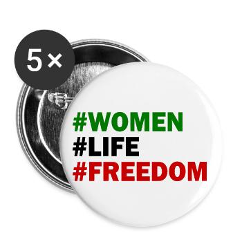 Women life freedom - Buttons large 2.2''/56 mm (5-pack) - white - Front