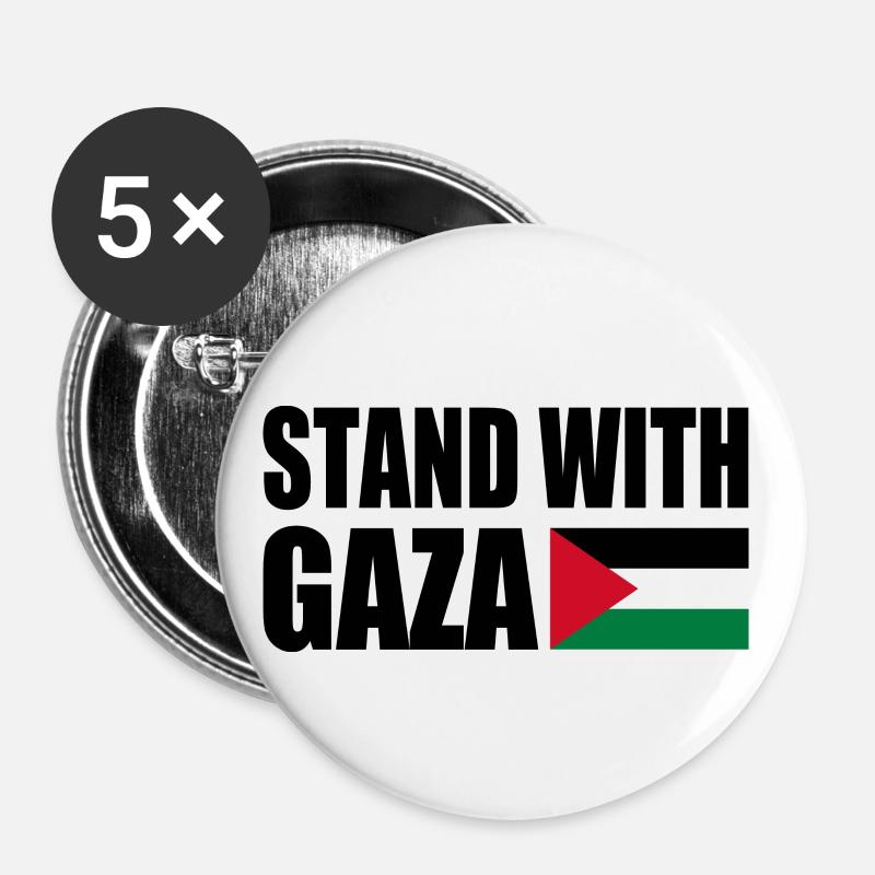 Stand with gaza - Buttons large 2.2''/56 mm (5-pack) - white