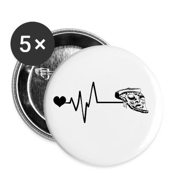 Pizza Puls Herz Liebe - Buttons groß 56 mm (5er Pack) - Weiß - Vorne
