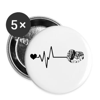 Sushi Puls Herz Liebe - Buttons groß 56 mm (5er Pack) - Weiß - Vorne