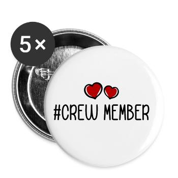 Crew Mitglied Herz Liebe - Buttons groß 56 mm (5er Pack) - Weiß - Vorne