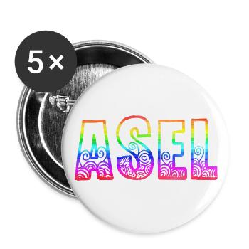 Asel RS Arc-en-ciel - Lot de 5 grands badges (56 mm) - blanc - Devant