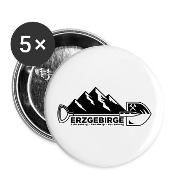 Erzgebirge Sachsen Bergbau Bergarbeiter - Buttons groß 56 mm (5er Pack) - Weiß - Vorne