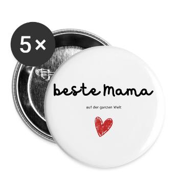 best mom in the whole world gift - heart - Buttons large 2.2''/56 mm (5-pack) - white - Front