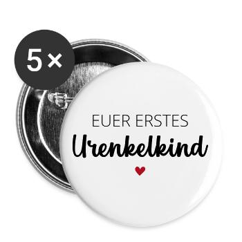 Euer erstes Urenkelkind / Ihr werden Urgroßeltern - Buttons groß 56 mm (5er Pack) - Weiß - Vorne