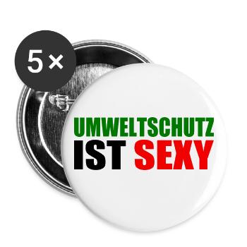 Umweltschutz - Buttons groß 56 mm (5er Pack) - Weiß - Vorne