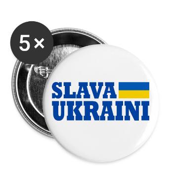 Slava ukraini - Buttons large 2.2''/56 mm (5-pack) - white - Front