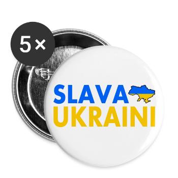 Slava ukraini - Buttons groß 56 mm (5er Pack) - Weiß - Vorne
