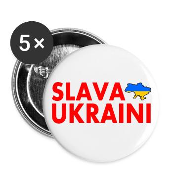 Slava ukraini - Buttons groß 56 mm (5er Pack) - Weiß - Vorne