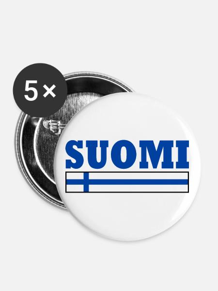 Finnland - Buttons groß 56 mm (5er Pack) - Weiß