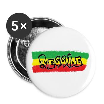 Bannière Reggae pulvérisée - Lot de 5 grands badges (56 mm) - blanc - Devant