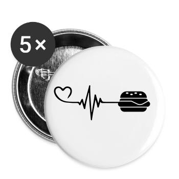 Burger Puls Herz Liebe - Buttons groß 56 mm (5er Pack) - Weiß - Vorne