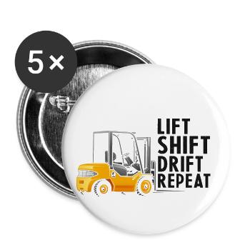 Lagerhausfahrer und Lagerarbeiter für Stapler - Buttons groß 56 mm (5er Pack) - Weiß - Vorne