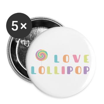 Love Lollipop - Lot de 5 grands badges (56 mm) - blanc - Devant