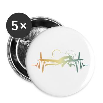 Pilote d’avion Heartbeat Flyer - Lot de 5 grands badges (56 mm) - blanc - Devant