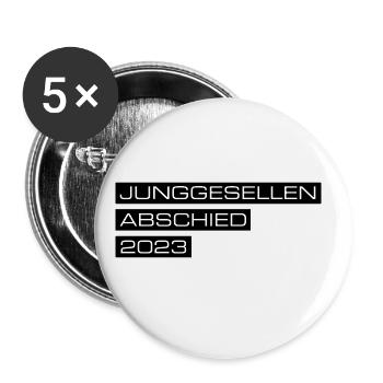 Junggesellen Abschied 2023 - Buttons groß 56 mm (5er Pack) - Weiß - Vorne