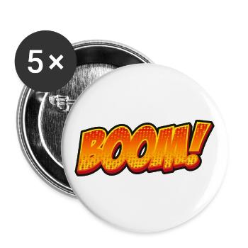Boom! Explosives Shirt für den urbanen Style - Buttons groß 56 mm (5er Pack) - Weiß - Vorne