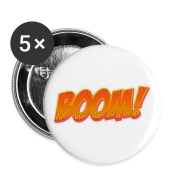 Boom! Explosives Shirt für den urbanen Style. - Buttons groß 56 mm (5er Pack) - Weiß - Vorne