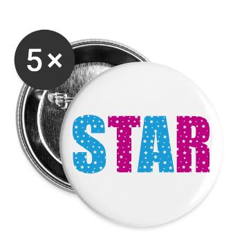 Star Sterne | Farben änderbar - Buttons groß 56 mm (5er Pack) - Weiß - Vorne