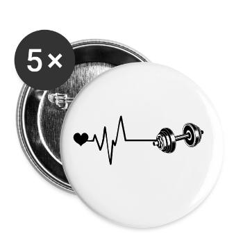Haltère Pulse Love - Lot de 5 grands badges (56 mm) - blanc - Devant