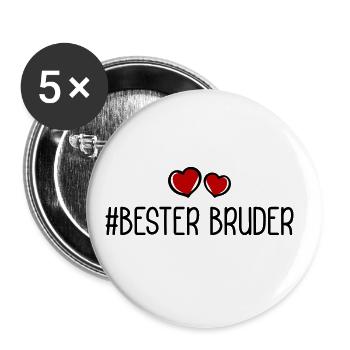 Bester Bruder Herzen Liebe - Buttons groß 56 mm (5er Pack) - Weiß - Vorne