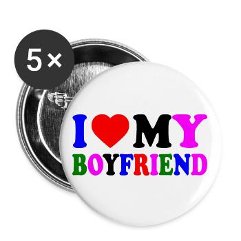 I love my boyfriend - Buttons large 2.2''/56 mm (5-pack) - white - Front