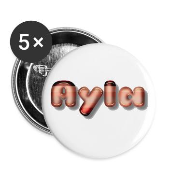 Ayla Prénom Bébé Fille rose kawaii - Lot de 5 grands badges (56 mm) - blanc - Devant