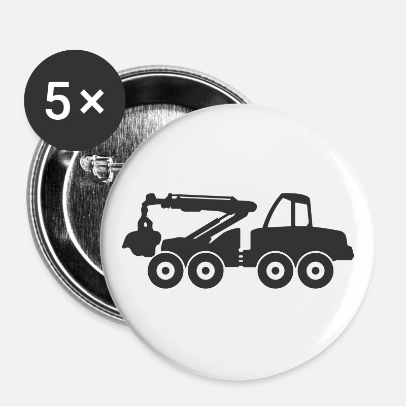 Log harvester icon symbol Shape. Timber logger mac - Buttons large 2.2''/56 mm (5-pack) - white