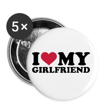 I love my girlfriend - Lot de 5 grands badges (56 mm) - blanc - Devant