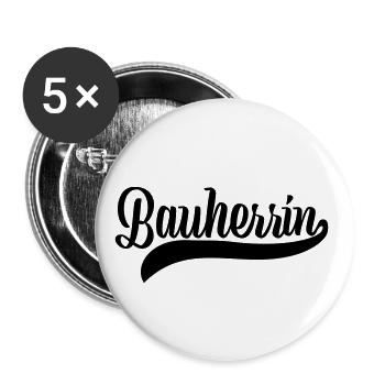 Bauherrin Hausbau Eigenheim Renovierung Geschenk - Buttons groß 56 mm (5er Pack) - Weiß - Vorne