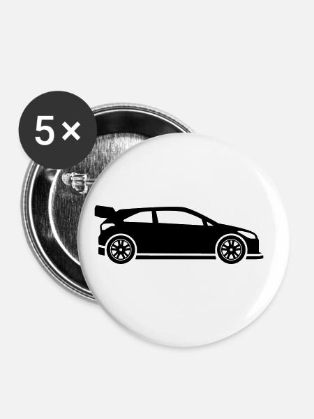 Auto Rennfahrer - Buttons groß 56 mm (5er Pack) - Weiß