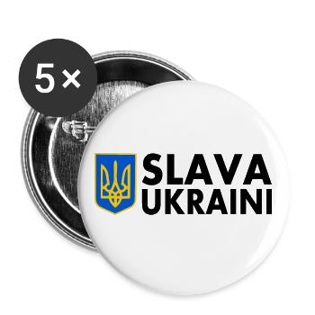 Slava ukraini - Buttons large 2.2''/56 mm (5-pack) - white - Front
