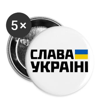 Slava ukraini - Buttons groß 56 mm (5er Pack) - Weiß - Vorne