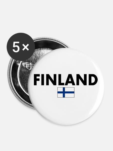Finnland - Buttons groß 56 mm (5er Pack) - Weiß