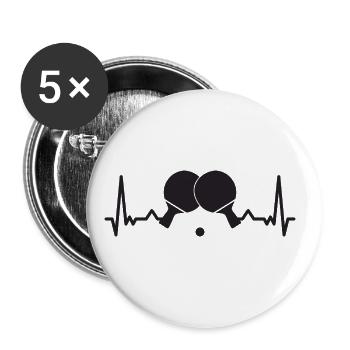 Heartbeat Table Tennis Bat ECG Ping Pong - Buttons large 2.2''/56 mm (5-pack) - white - Front