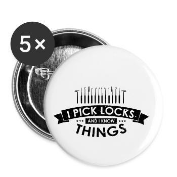 Conceptions de service de déverrouillage Lockpicking Lock Picking - Lot de 5 grands badges (56 mm) - blanc - Devant