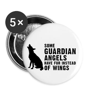 Militär Design Polizei Hund Deutscher Schäfer - Buttons groß 56 mm (5er Pack) - Weiß - Vorne