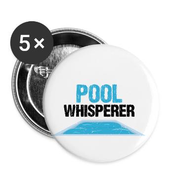 Bademeister Designs für Pooltechniker - Buttons groß 56 mm (5er Pack) - Weiß - Vorne