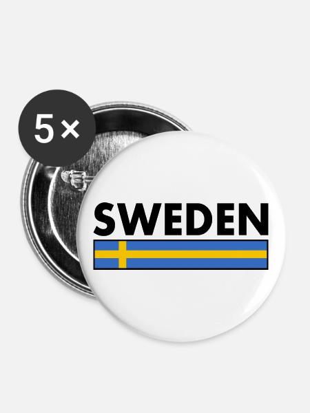 Schweden - Buttons groß 56 mm (5er Pack) - Weiß