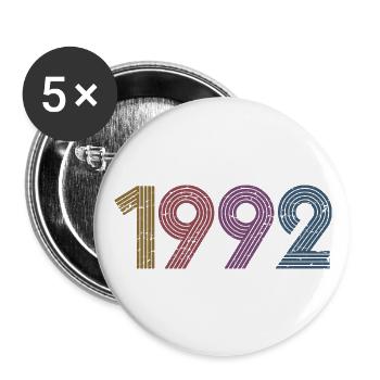 Cool Retro 1992, 30 Jahre alt, Geschenk zum 30. Geburtstag - Buttons groß 56 mm (5er Pack) - Weiß - Vorne