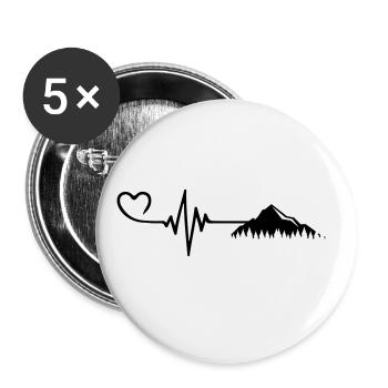 Battements de cœur en montagne - Lot de 5 grands badges (56 mm) - blanc - Devant