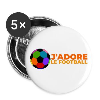 J'adore le football - Lot de 5 grands badges (56 mm) - blanc - Devant