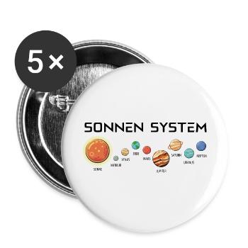 Sonnensystem - Planeten in Reihe - Buttons groß 56 mm (5er Pack) - Weiß - Vorne