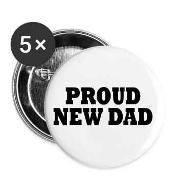 Proud new dad - Buttons groß 56 mm (5er Pack) - Weiß - Vorne