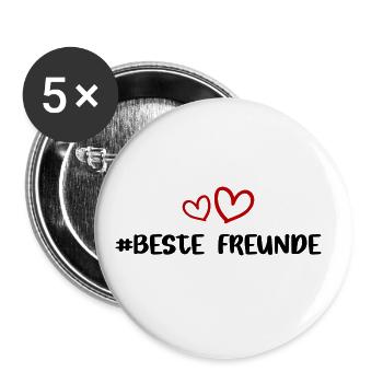 Freundschaft Beste Freunde Herz Liebe - Buttons groß 56 mm (5er Pack) - Weiß - Vorne