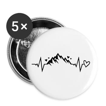 heartbeat mountains pulse symbol - Buttons large 2.2''/56 mm (5-pack) - white - Front