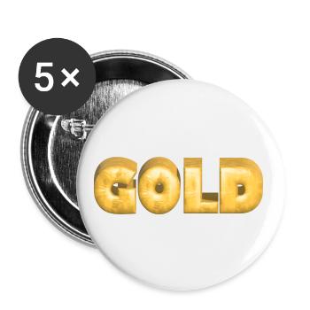 GOLD gold Gold Text Font Bars - Buttons large 2.2''/56 mm (5-pack) - white - Front