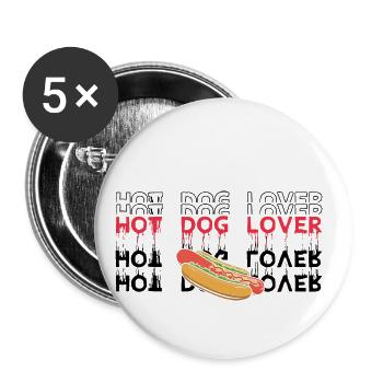 Hot Dog Saucisse Amour Hot dog fast food - Lot de 5 grands badges (56 mm) - blanc - Devant