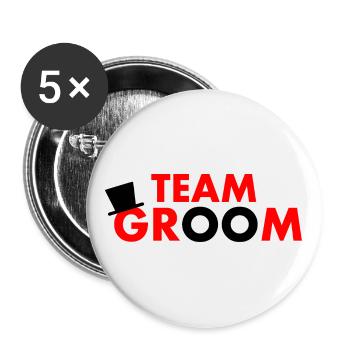 Team groom - Lot de 5 grands badges (56 mm) - blanc - Devant