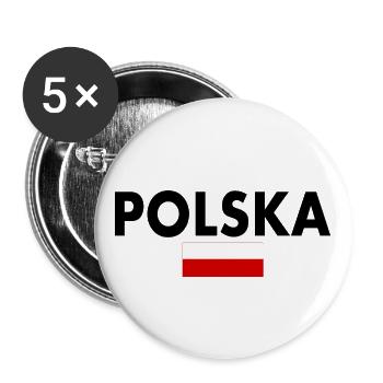Polen - Buttons groß 56 mm (5er Pack) - Weiß - Vorne